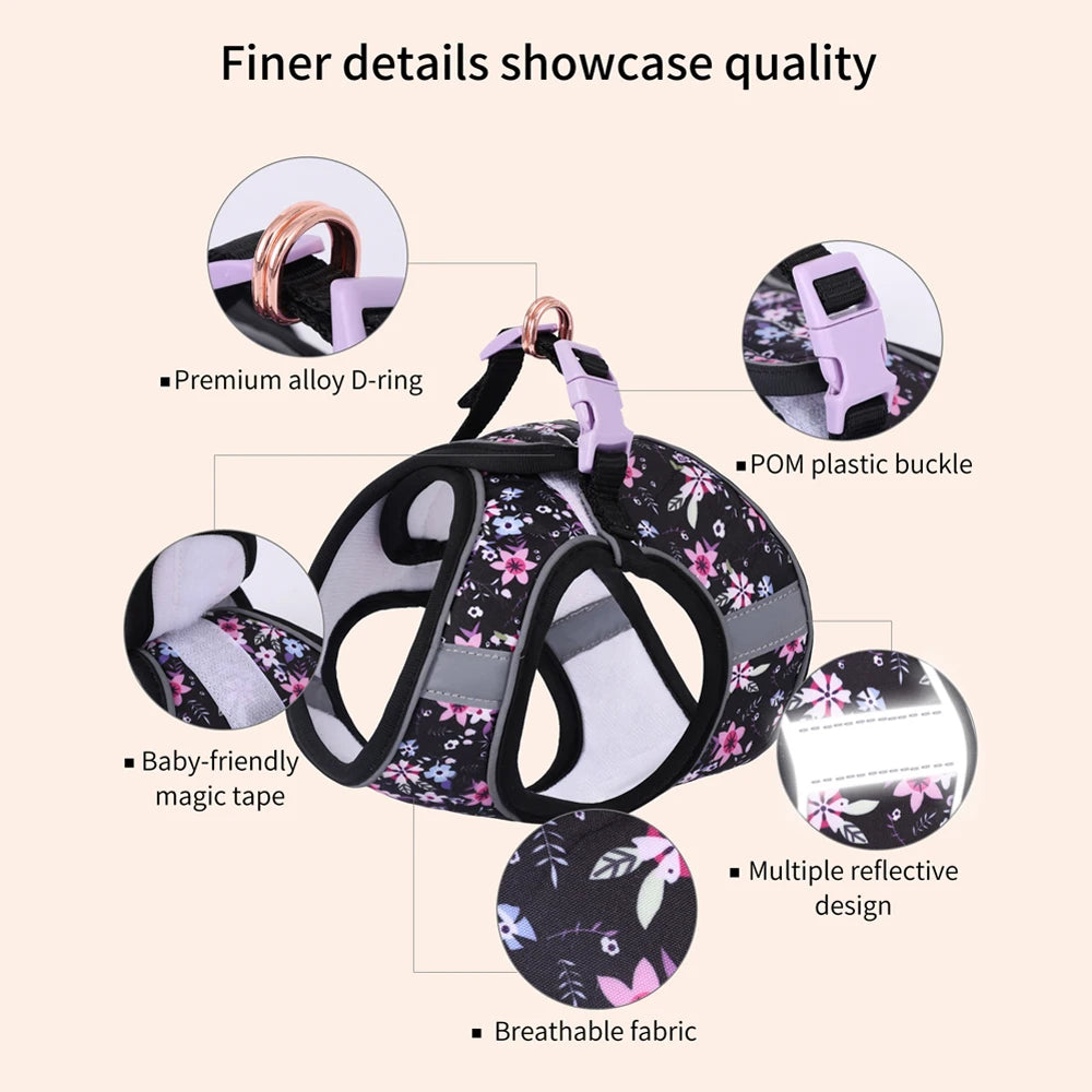 Cute Soft Vest Harness & Leash Set for Small Dogs & Cats