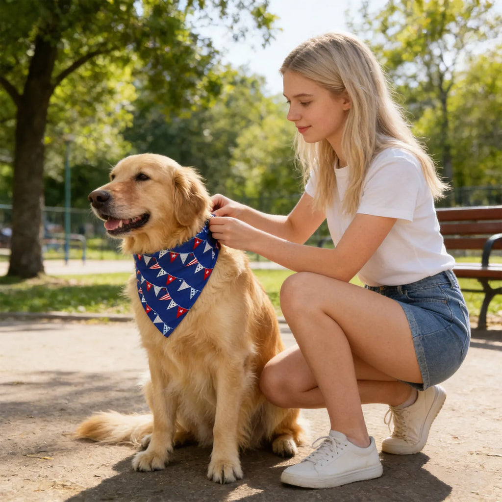 Pet Bandana 4th July Patriotic American Flag Dog Scarf Triangular Pet Accessory Dog Bandana Soft Pet Neckwear