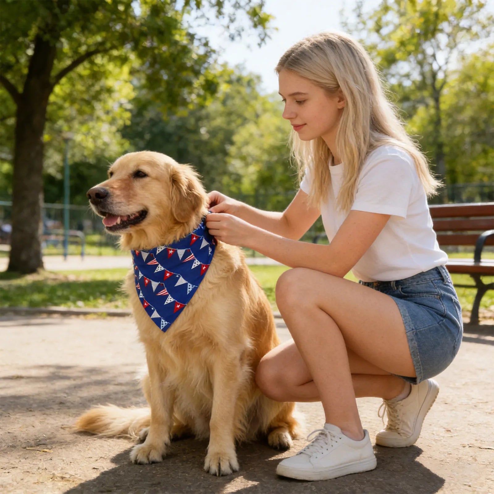 Pet Bandana 4th July Patriotic American Flag Dog Scarf Triangular Pet Accessory Dog Bandana Soft Pet Neckwear