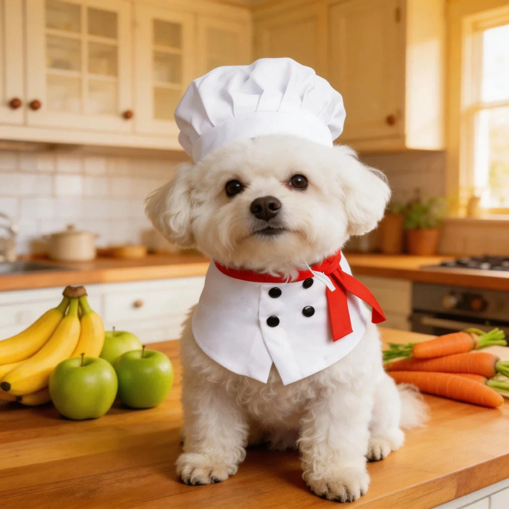 Pet chef transforms into funny cat and dog costumes, pet quirky Halloween outfits