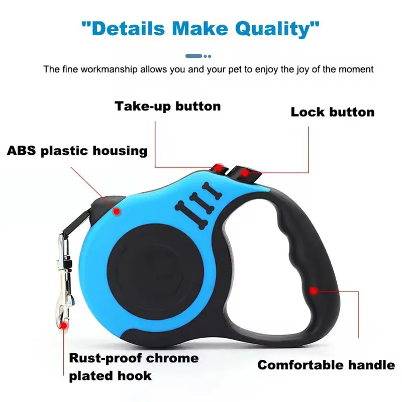 Retractable Dog Leash — Nylon Braided Rope for Small & Medium Dogs