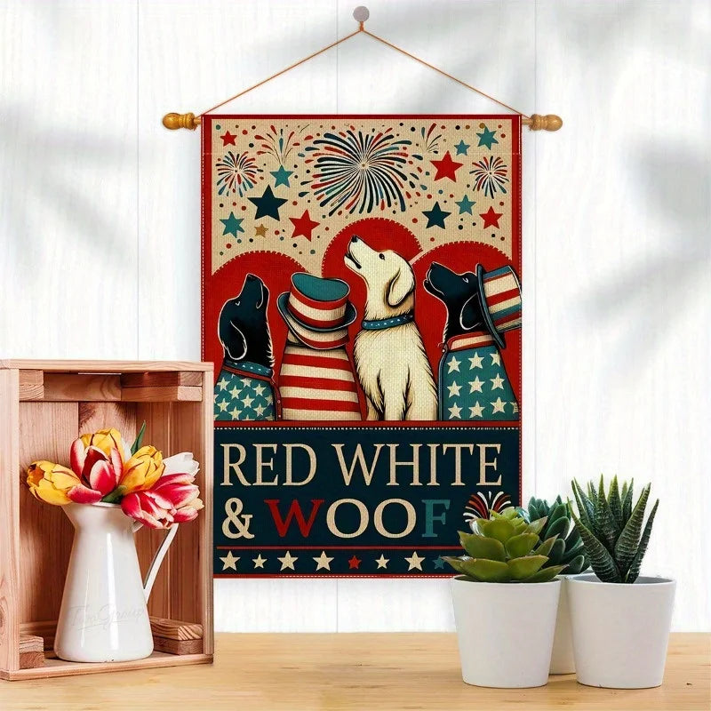 4th of July Patriotic Dog Garden Flag – 12x18 Double Sided