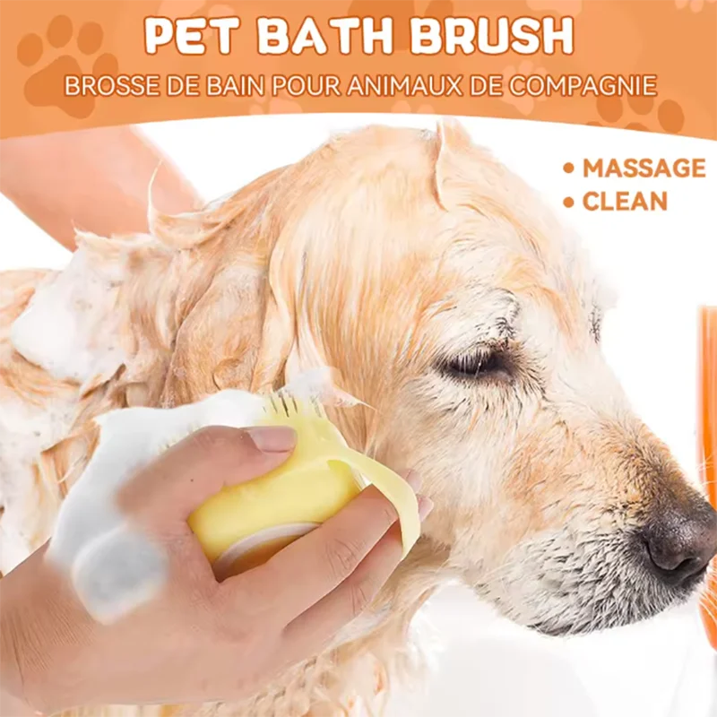 Silicone Pet Bath Massage Brush — Grooming Tool for Dogs & Cats