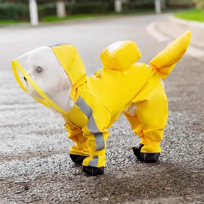 Large Dog Dinosaur Raincoat Golden Retriever Four Legged Waterproof Clothes Pet Summer All Inclusive With Tail Stereo Rain Ponch