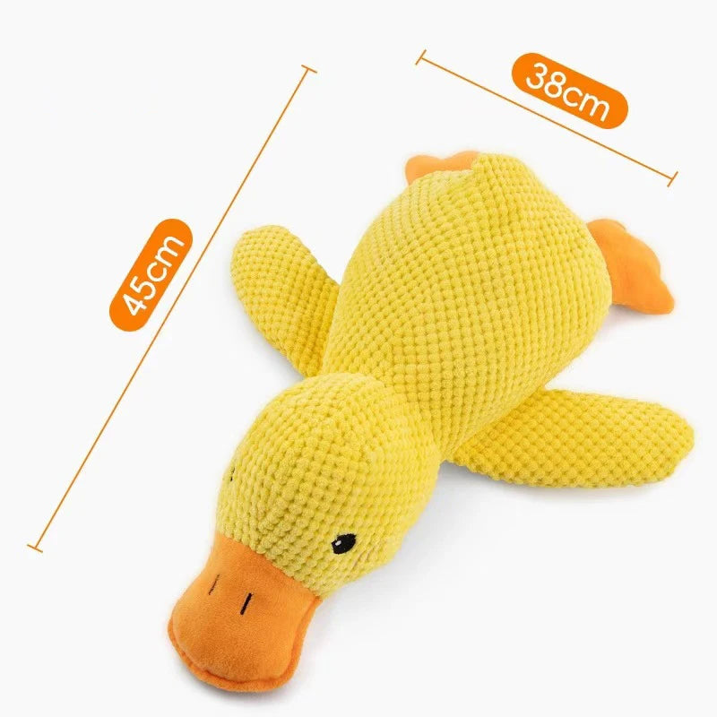 Dog sleeping with a dog hug duck toys to relieve boredom of little yellow duck pet interactive plush doll pet supplies ﻿