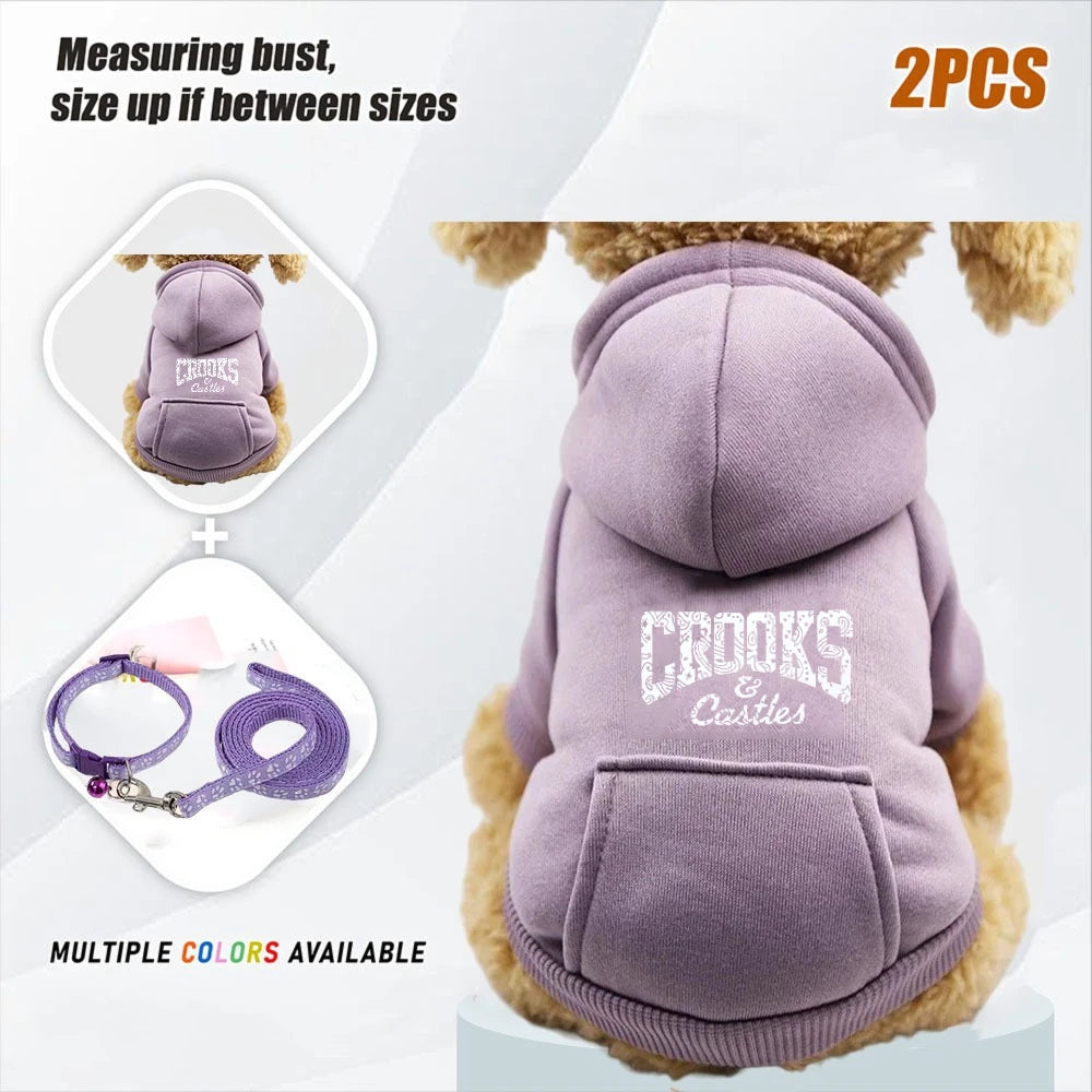 2PCS Traction Rope with Clothes Pet Dog Cat Halloween Costumes,West Cowboy with Hat,Funny Pet Outfit Funny Costume for Cats Dogs