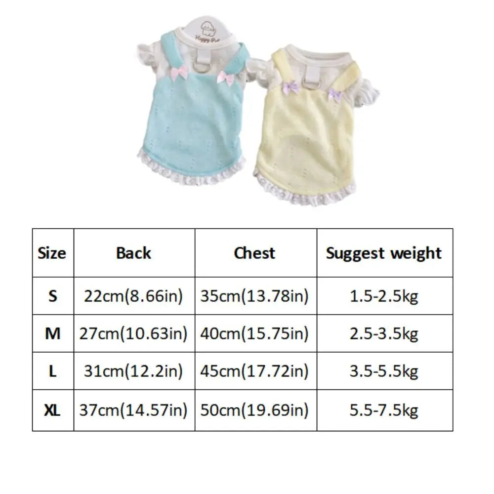 Fashion Cool Dog Summer Clothes Thin Breathable Comfortable Pet Cooling Costume Cute with Traction Ring Cat Overalls Daily Use