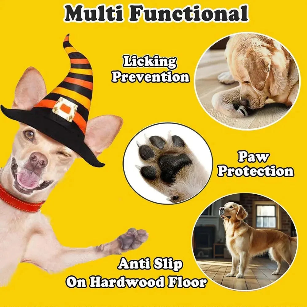 4-Pack Anti-Slip Dog Socks, Prevent Licking and Biting of Hard Wooden Floors, Strong Grip, Paw Protection, Anti-Scratch, Double-