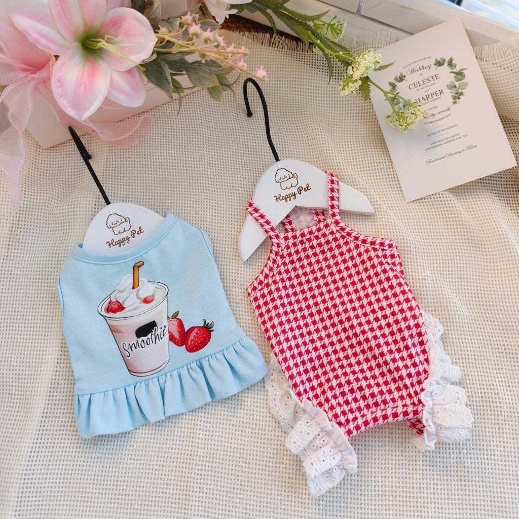 Dog Pajama, Plaid Printed Four-legged Pet Clothes, Soft Vest Outfit For Puppy Small Dogs