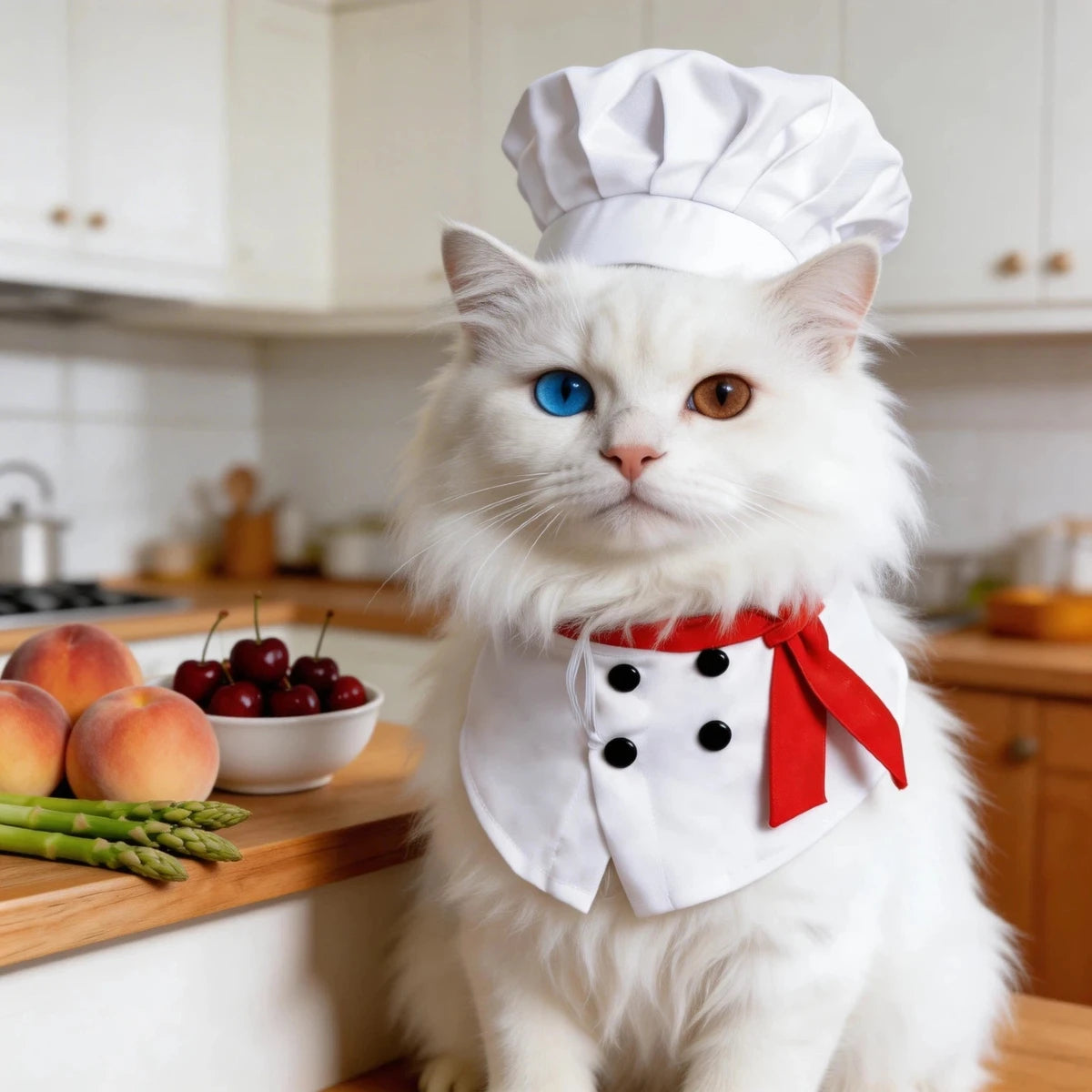 Pet chef transforms into funny cat and dog costumes, pet quirky Halloween outfits